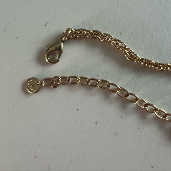 Talbots Black stone gold necklace w/ black & rose gold crystal edging. Statement - Picture 6 of 6